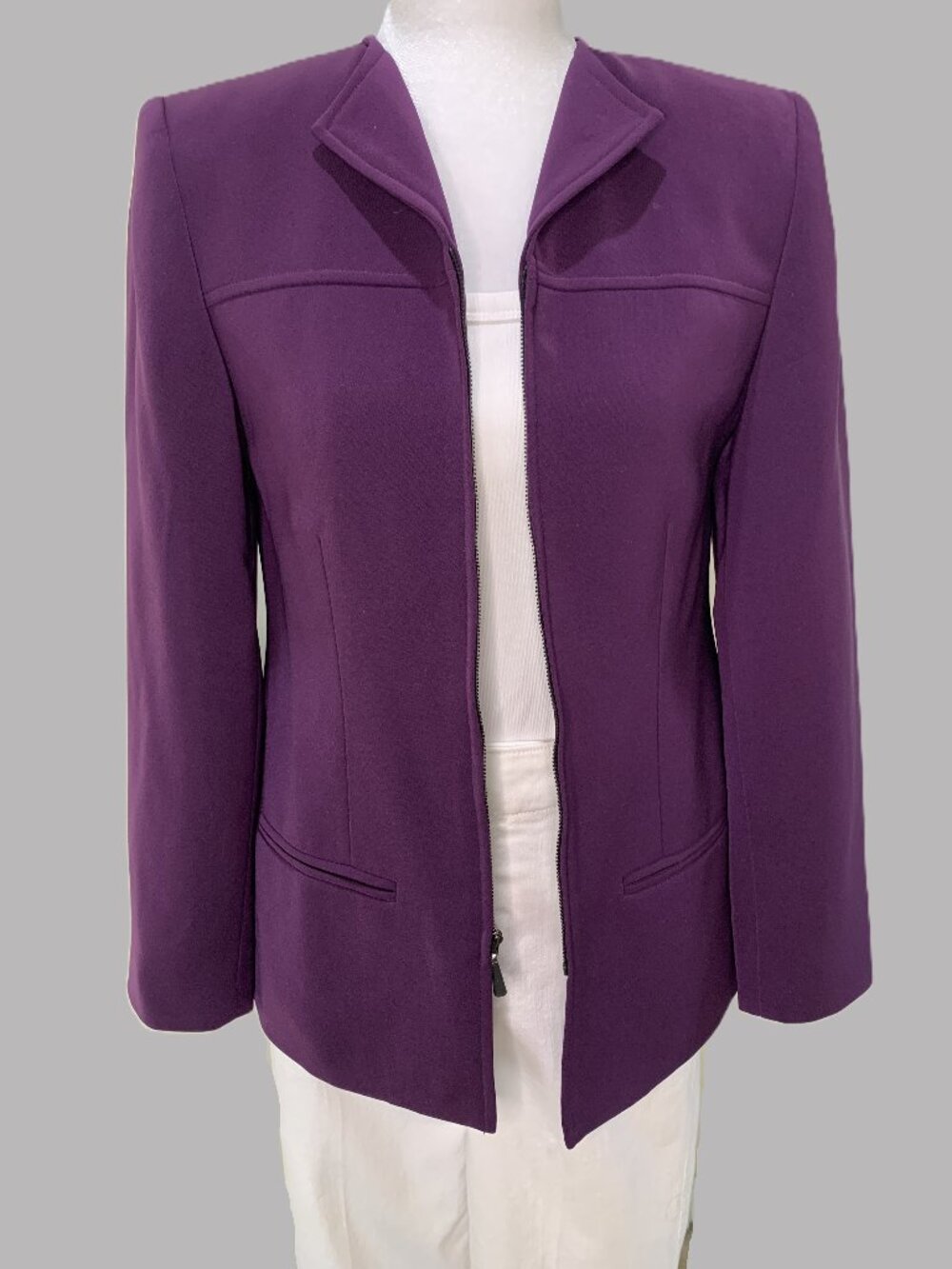 Valerie Stevens Petite Purple Women Blazer/Jacket Long Sleeves Size 2P